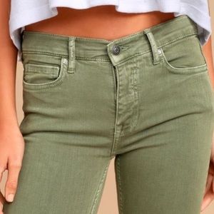 Muted Cropped Skinny Green Jean - perfect for spring summer!